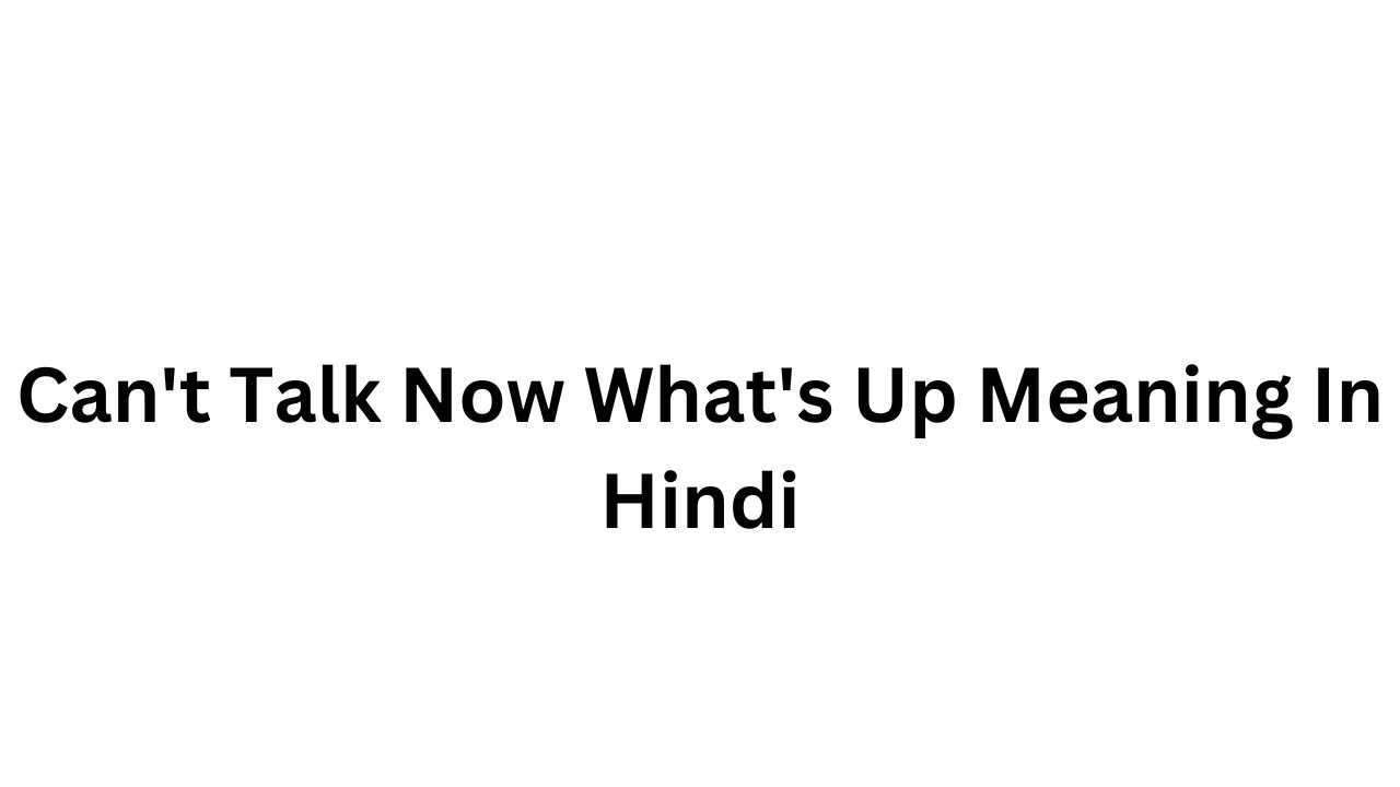 Can't talk now what's up meaning in Hindi